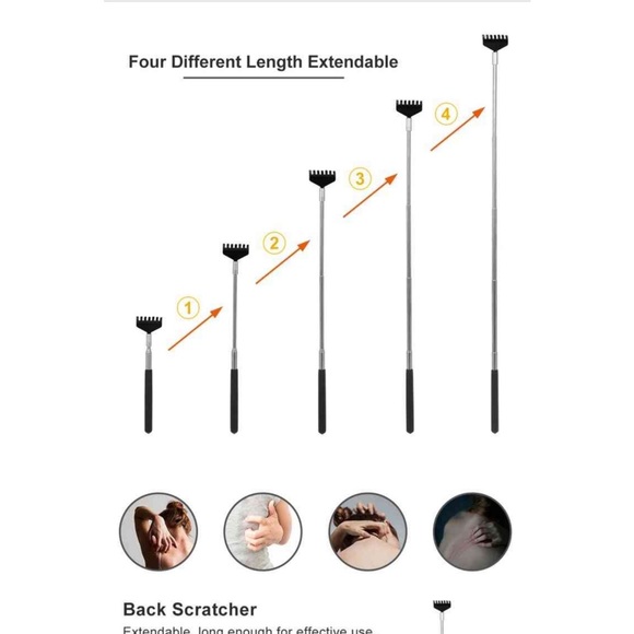 Backscratcher green Rake shape. With four different length extendable up to 20” - Picture 3 of 3